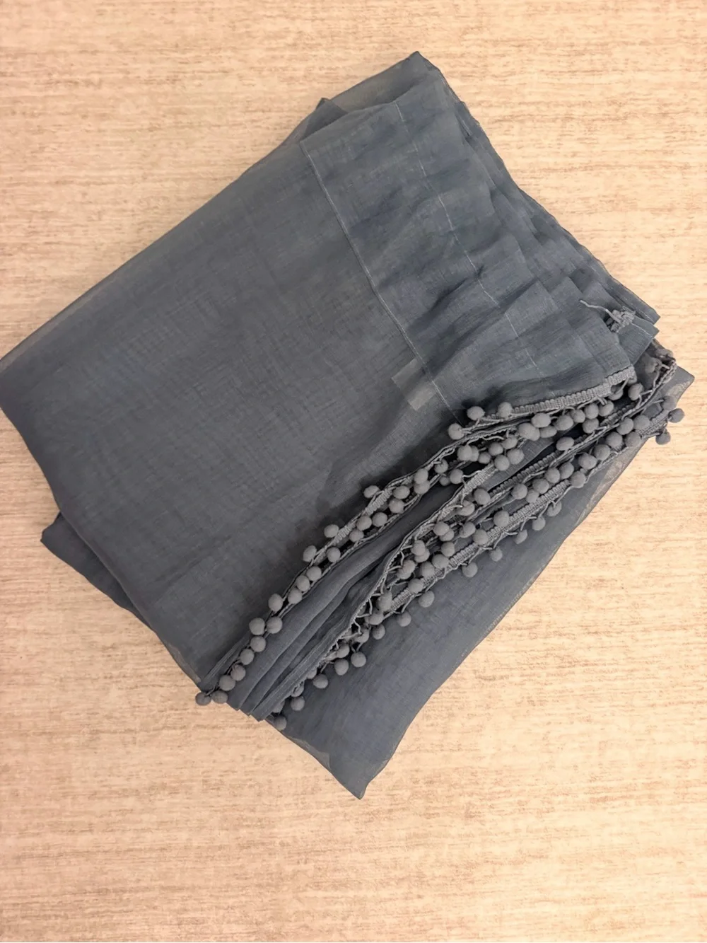 Classic Navy Sheer Pom-Pom Curtain Panel -